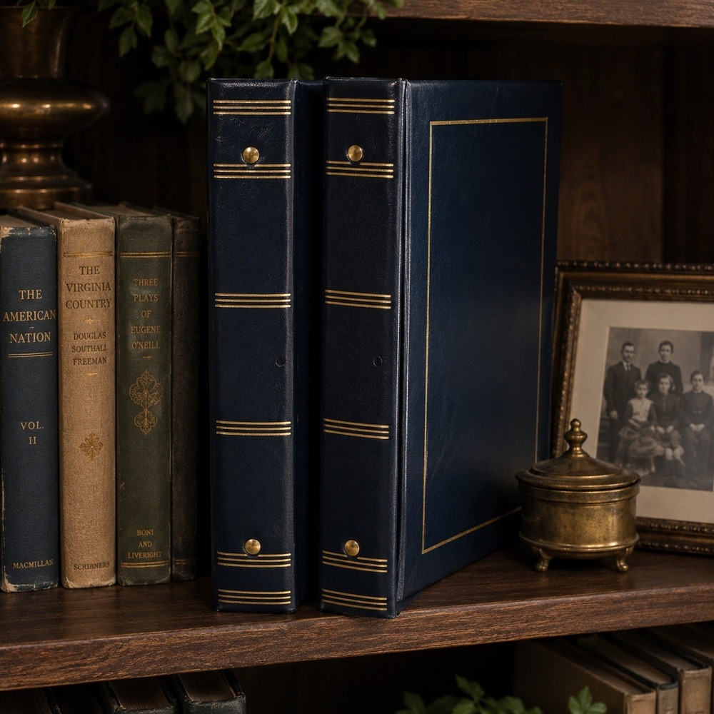 Holson Presidential Collection Navy Bonded Leather 4x6 Photo Album Set of 2